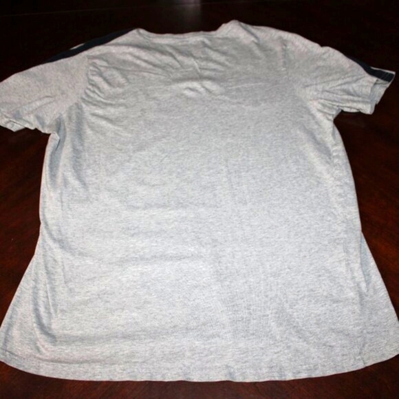 Tommy Hilfiger Gray Logo Tee w/ Black Shoulder Stripes | Designer Casual | L - Picture 2 of 5